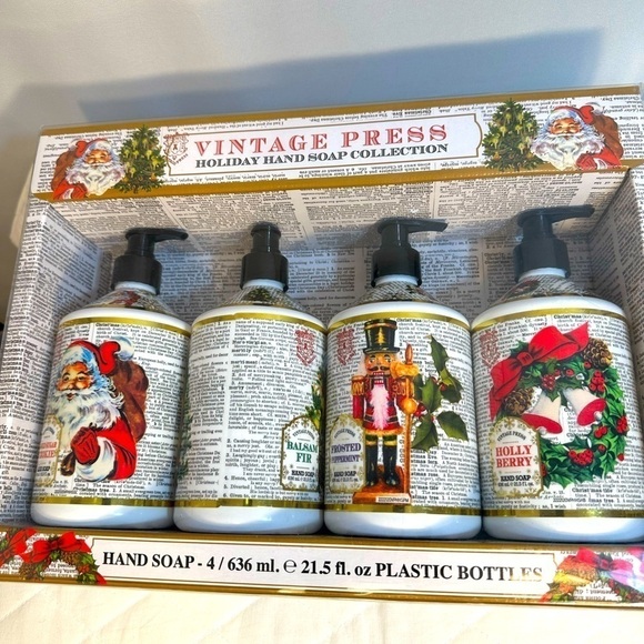 Vintage Press Holiday Hand Soap Collect Set Of 4 636ml 21.5 fl oz Bottles New - Picture 5 of 6